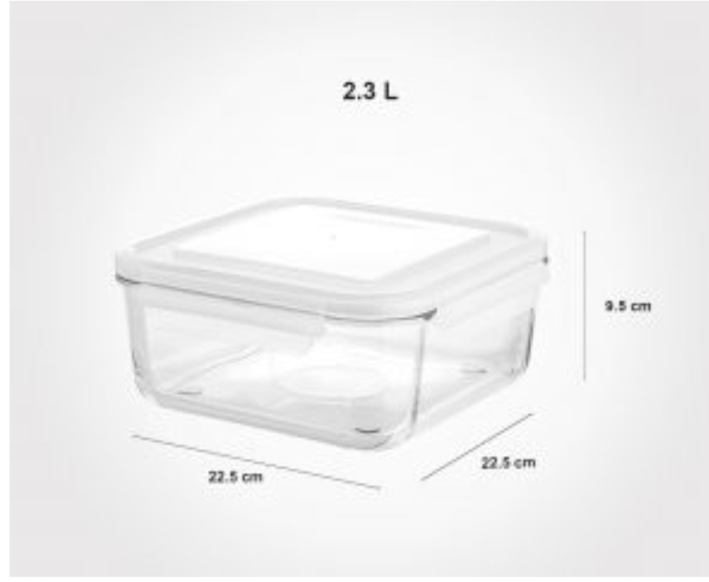 ظرف شیشه ای مربع 2.3 لیتر لیمون — تصویر ۳