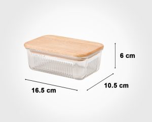 ظرف شیشه ای در چوبی 450 میلی لیتر لیمون — تصویر ۳