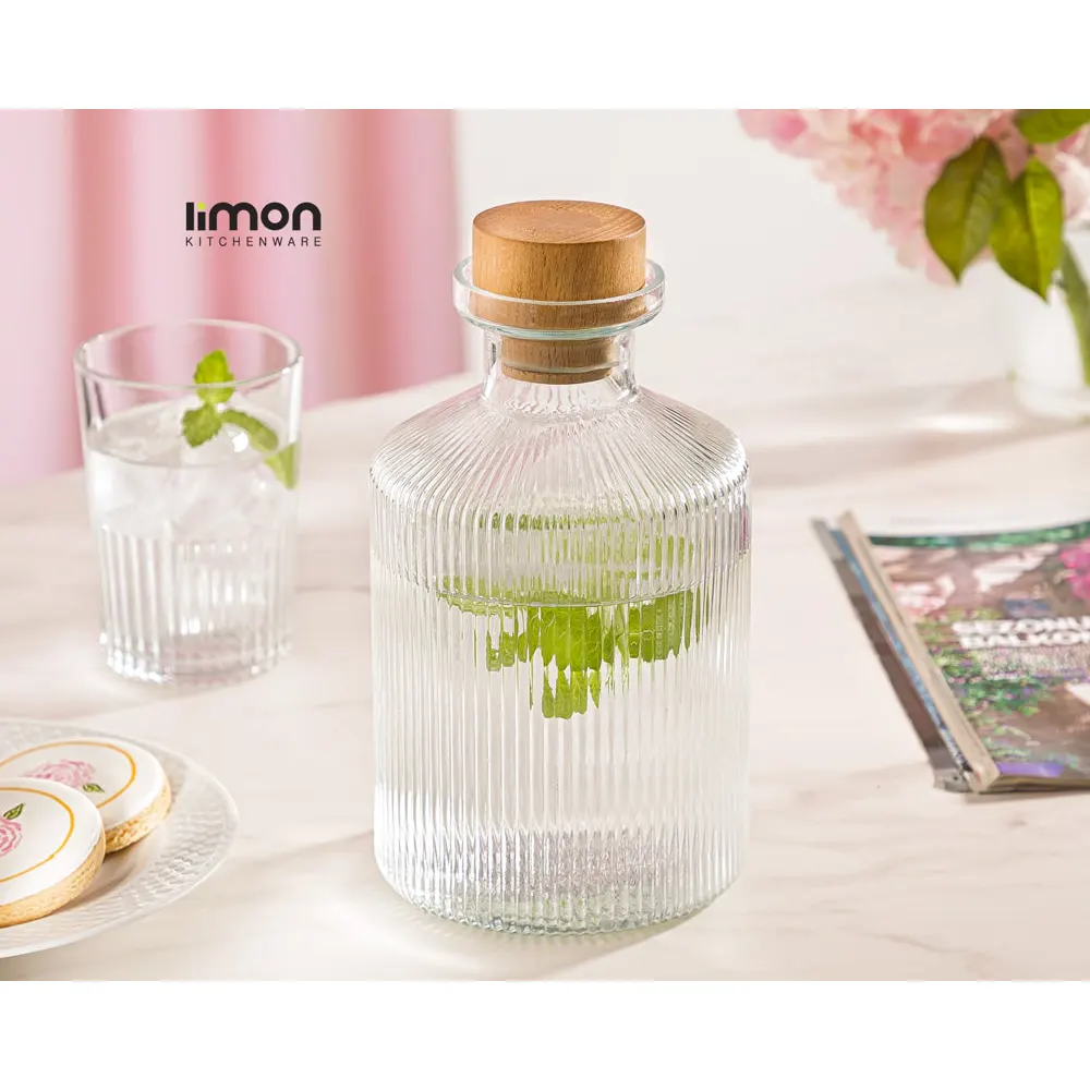 بطری شیشه‌ای درب چوبی لیمون کد 2271 — تصویر ۲