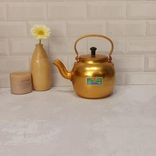 کتری و قوری آلومینیوم روحی مدل طلایی سایز ۲۰ — تصویر ۷