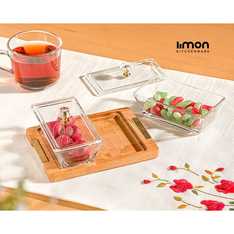 اردوخوری مستطیل دربدار پایه چوبی 2 عددی کد 2247 — تصویر ۲