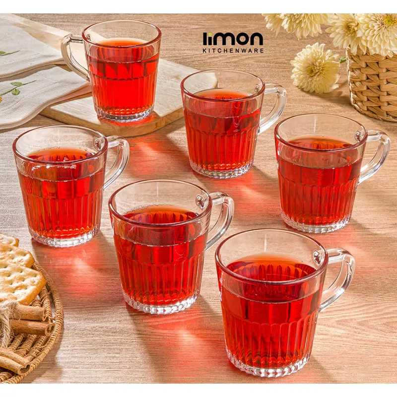 فنجان شیشه‌ای شیاردار لیمون کد 2281 — تصویر ۲