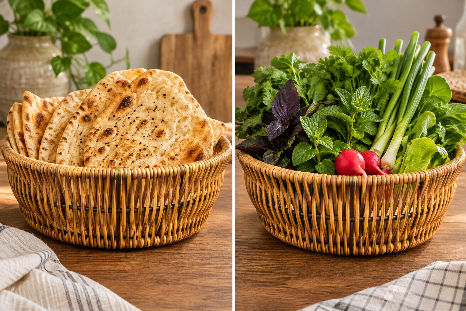 سبد حصیری نان یا سبزی گرد (در سه سایز ) کوچک — تصویر ۲