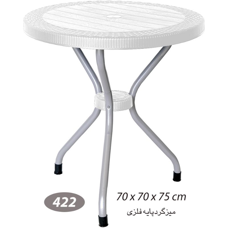 میز گرد حصیر بافت پایه فلزی قطر 70 کد 422 — تصویر ۴