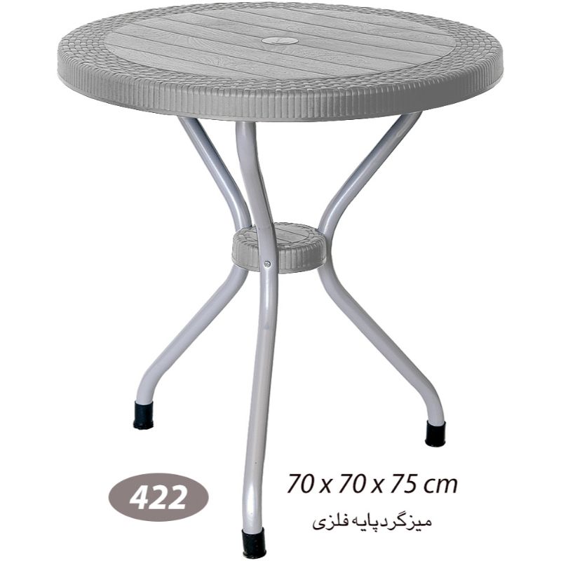 میز گرد حصیر بافت پایه فلزی قطر 70 کد 422 — تصویر ۳