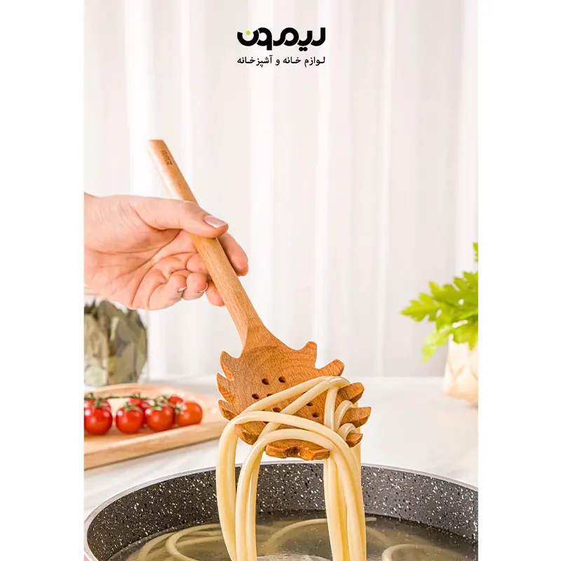 کفگیر ماکارونی چوبی لیمون — تصویر ۲