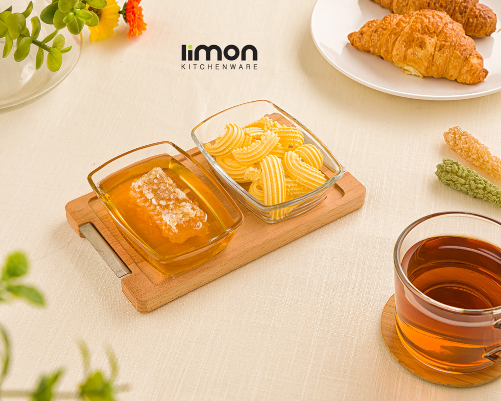 اردورخوری مستطیل پایه چوبی 2عددی کوچک