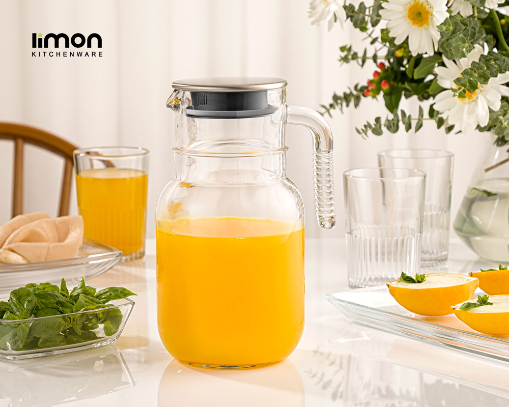پارچ شیشه ای 1.5 لیتر درب استیل