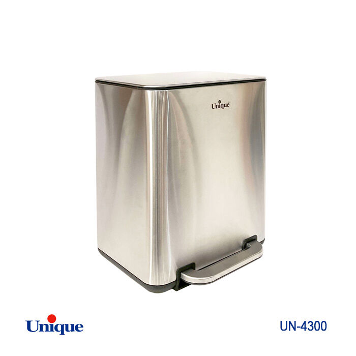 سطل زباله چهارگوش 20 لیتر استیل یونیک با آرام بند کد UN-4300