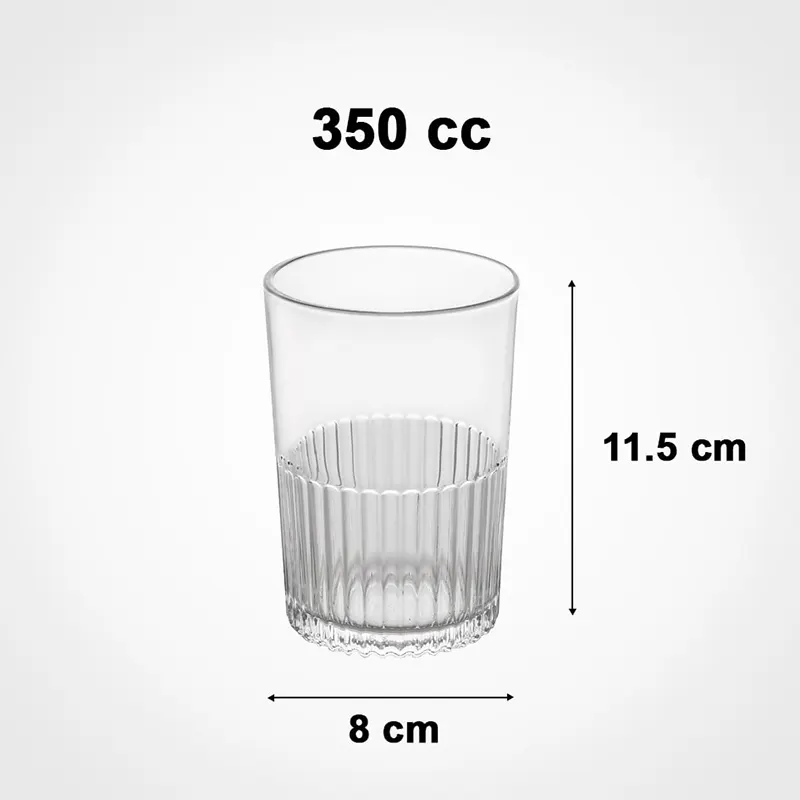لیوان شیشه‌ای شیاردار لیمون کد 2216 — تصویر ۴