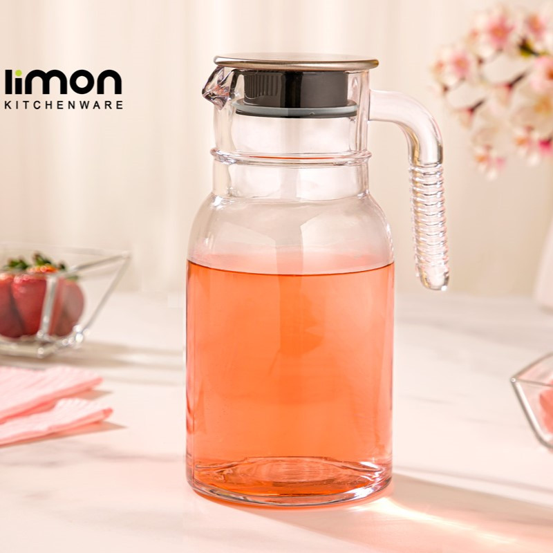پارچ لیمون مدل شیشه ای درب استیل کد H2349 — تصویر ۳