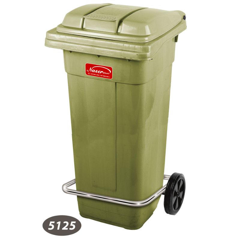 سطل پدال فلزی چرخ دار 2 کد 5125 — تصویر ۲