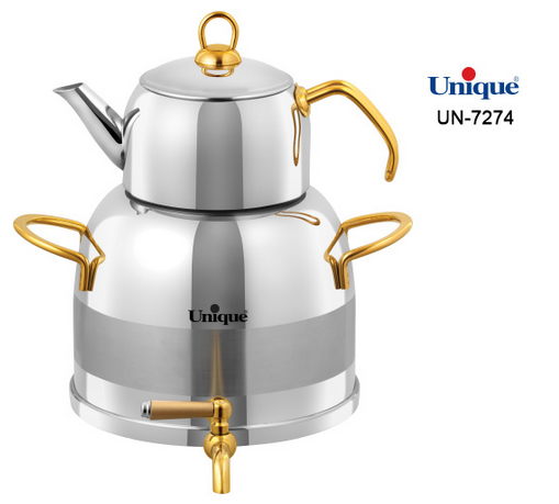 کتری قوری استیل 5 لیتر شیردار کد UN-7274 (قوری استیل) — تصویر ۲