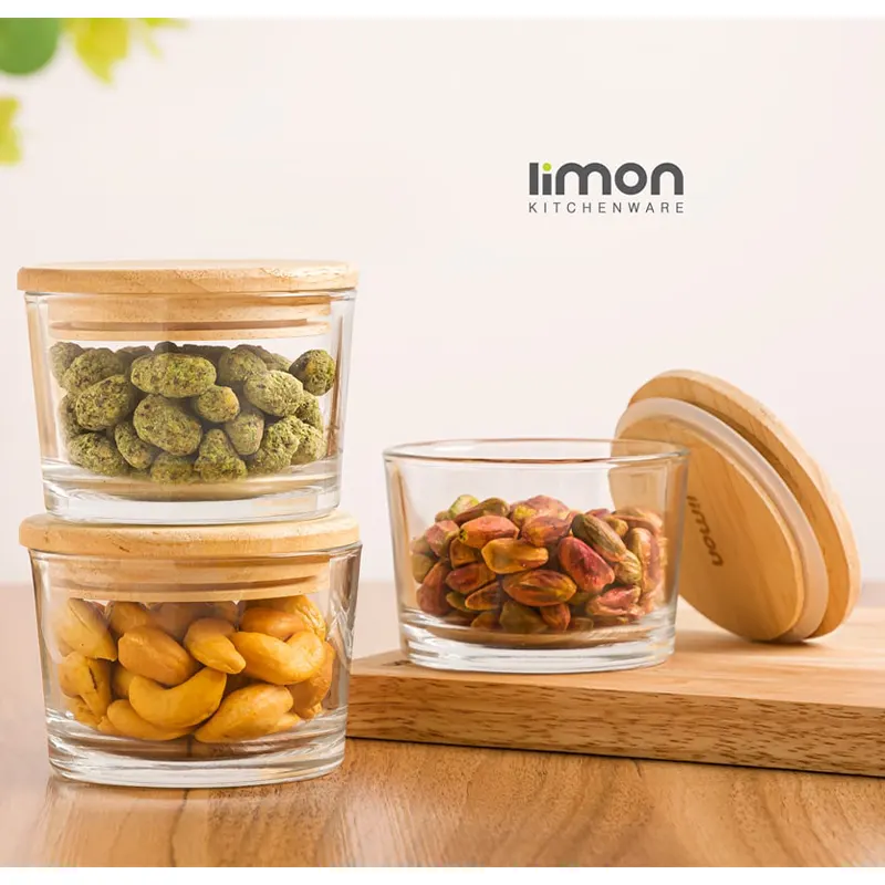 ظرف شیشه ای درب چوبی لیمون کد 2210 — تصویر ۲