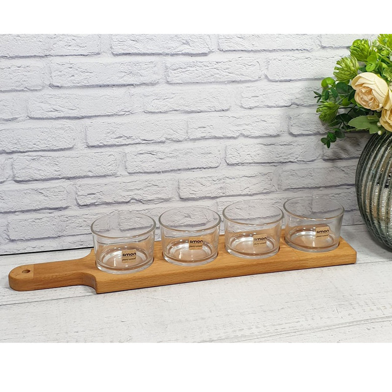 اردوخوری لیمون مدل گرد پایه چوبی کد RM2223 مجموعه 4 عددی — تصویر ۳