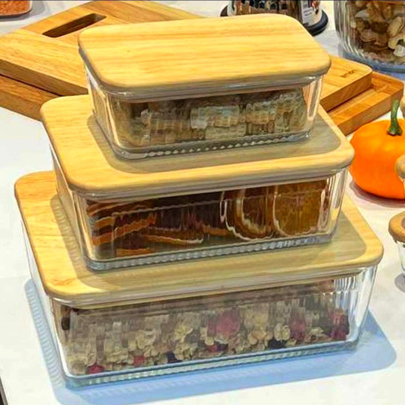 ظرف نگهدارنده لیمون مدل درب چوبی کد HS2211 مجموعه 3 عددی — تصویر ۵