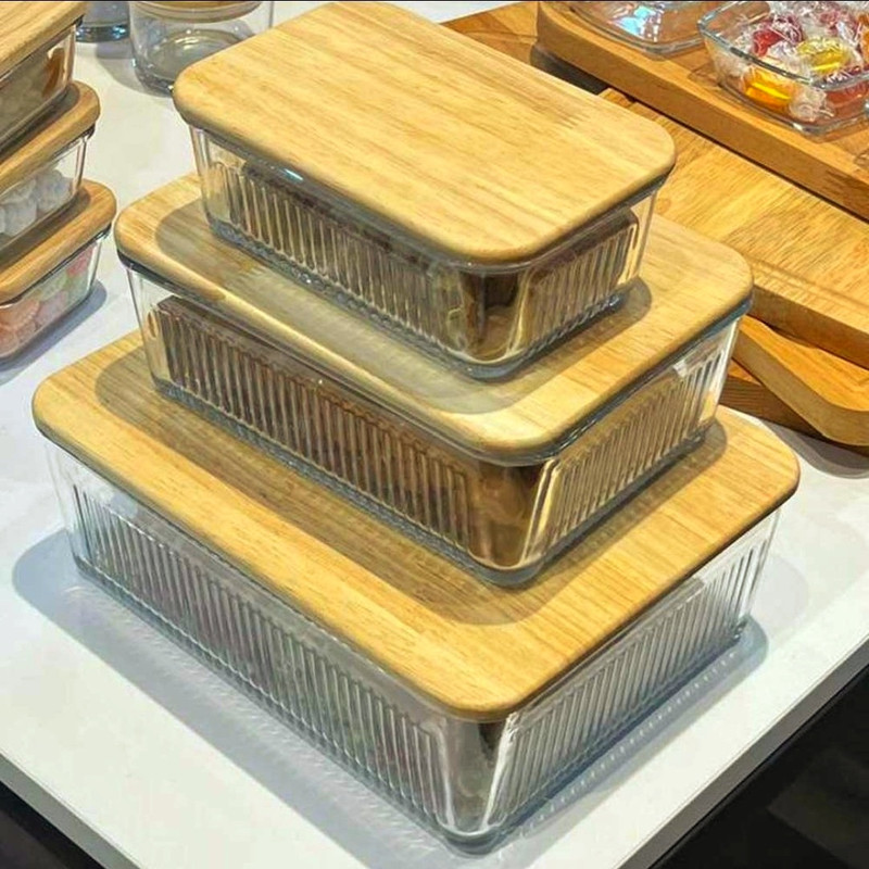 ظرف نگهدارنده لیمون مدل درب چوبی کد HS2211 مجموعه 3 عددی — تصویر ۳