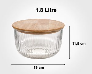 ظرف شیشه ای گرد در چوبی 1.8 لیتر لیمون — تصویر ۳