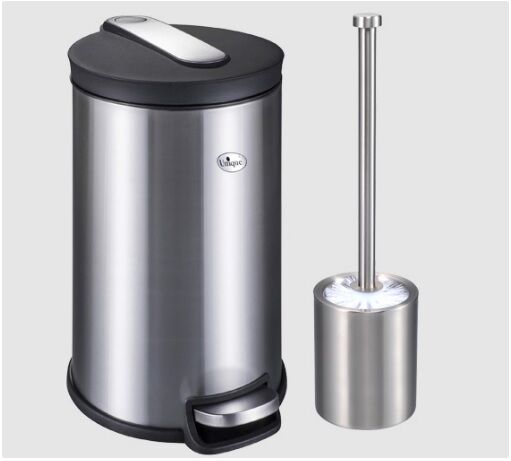 سطل زباله استیل 12 لیتر خارجی یونیک + فرچه استیل کد UN-4320 — تصویر ۲