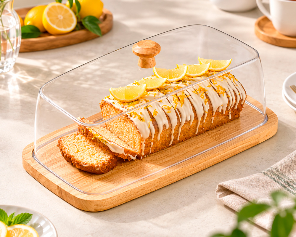 ظرف کیک مستطیل صفحه چوبی