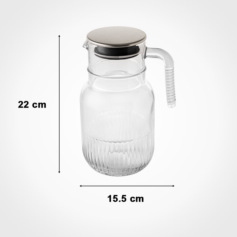 بطری لیمون مدل شیشه ای شیاردار درب استیل کد H2375 — تصویر ۶