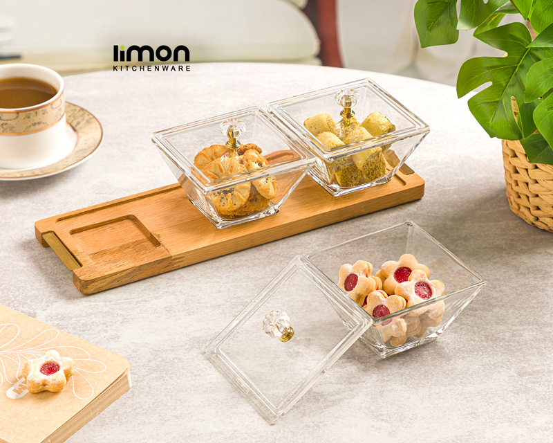 اردور خوری مربع دربدار پایه چوبی 3 عددی