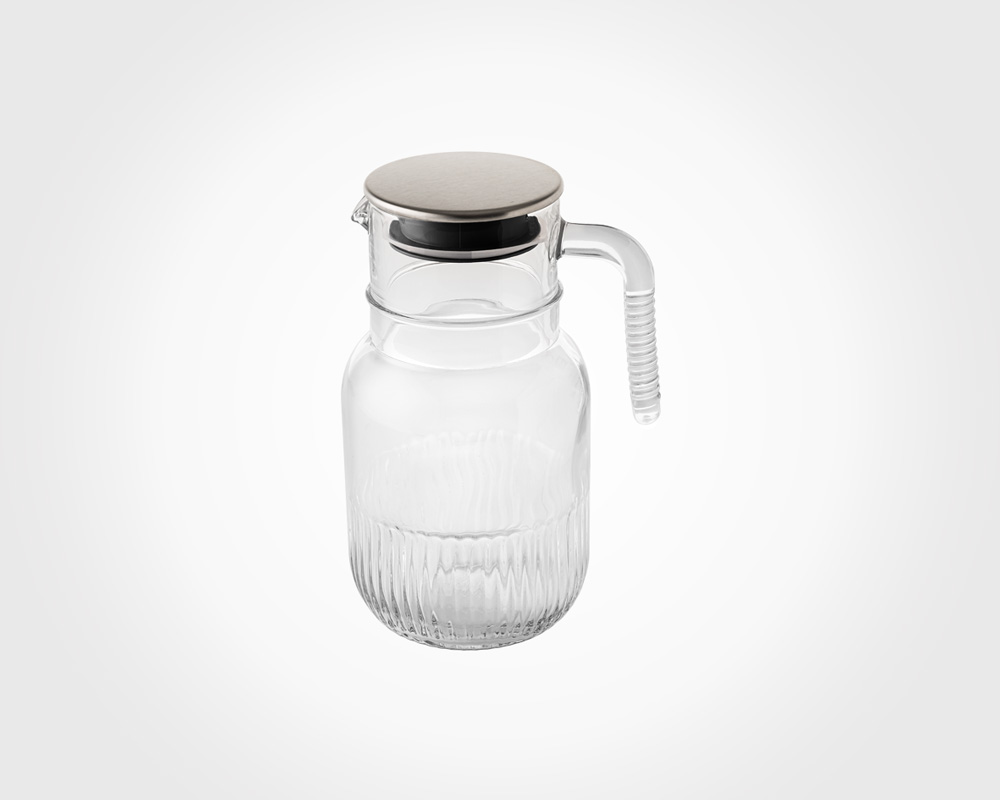 پارچ شیشه ای شیاردار 1.5 لیتر درب استیل — تصویر ۲