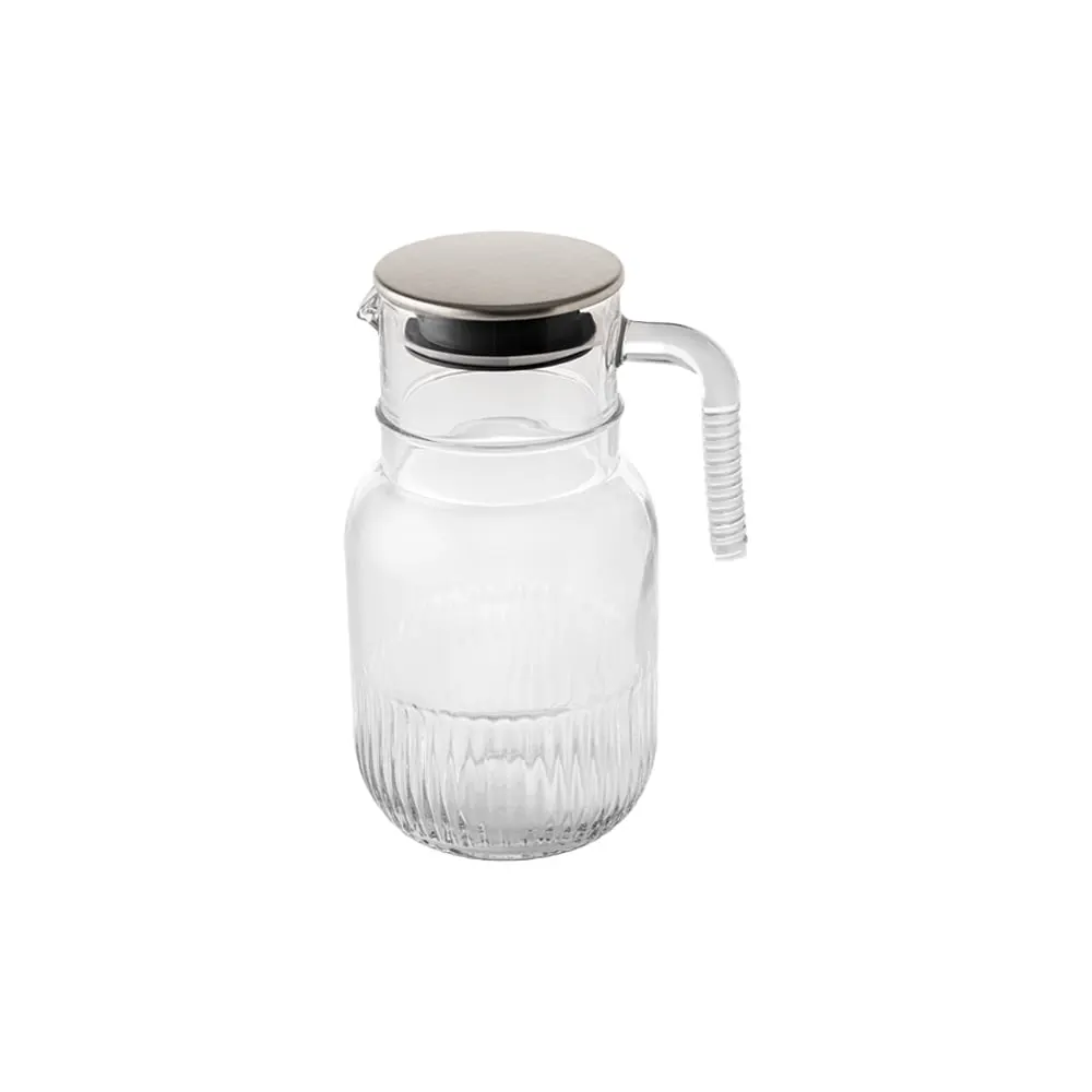 پارچ شیشه ای شیاردار درب استیل لیمون کد 2375